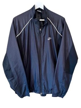 Nike Men's Black Windbreaker Jacket With Reflective Accents Size M Cinch Running